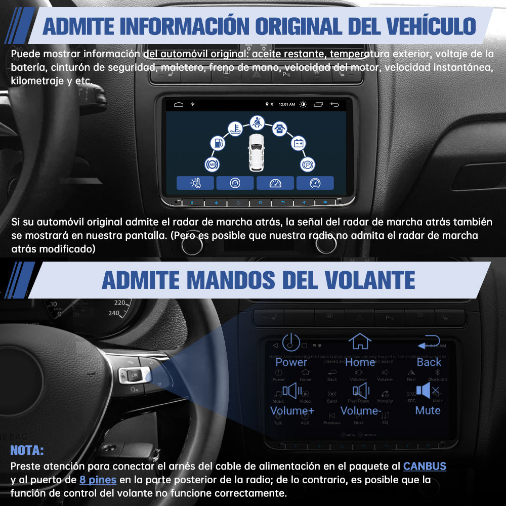 AWESAFE Android Car Stereo Para VW Sistema Actualización de Radio de Pantalla Táctil con Carplay Inalámbrico Android Auto, Soporte Bluetooth WiFi Navegación GPS AWESAFE