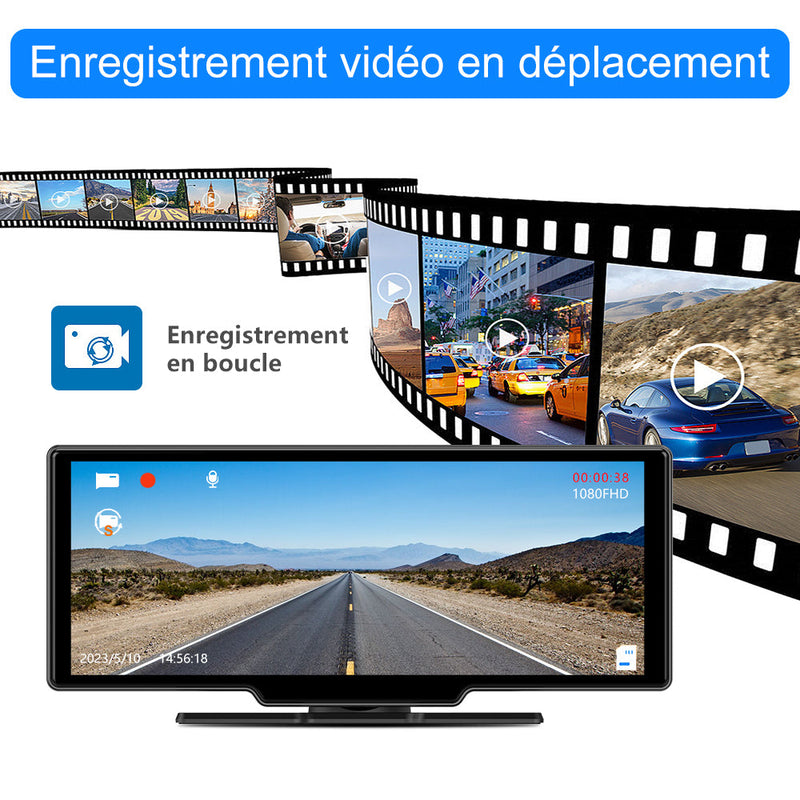 AWESAFE Autoradio Sans Fil Avec CarPlay/Android Auto, écran 10,26", Dashcam 4K Avant & 1080P Arrière, GPS, Bluetooth, FM, Assistant Vocal, Mirror Link AWESAFE