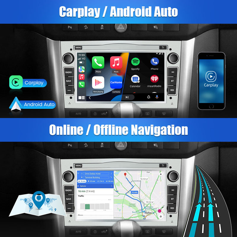 AWESAFE Android Autoradio für Opel Radio mit Navi Carplay, Bluetooth 7 Zoll Bildschirm Android 12 Radio unterstützt DAB+ WiFi Rückfahrkamera - Silber AWESAFE