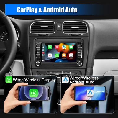 AWESAFE Android Car Radio for Golf 5 6 VW Passat Polo Seat Skoda, 7 Inch HD Touch Screen, Built-in Bluetooth, carplay, Android Auto, RDS, GPS, WiFi [2GB+32GB] AWESAFE