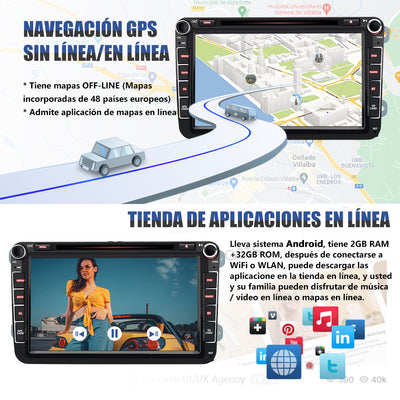 AWESAFE Android Car Stereo Para VW Sistema Actualización de Radio de Pantalla Táctil con Carplay Inalámbrico Android Auto, Soporte Bluetooth WiFi Navegación GPS AWESAFE