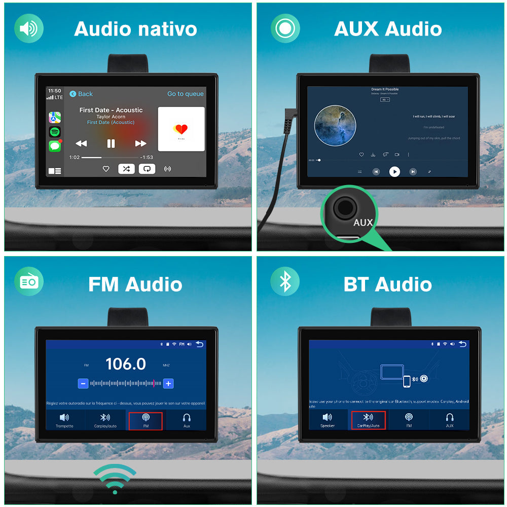 AWESAFE Écran Portable 9'' pour A-pple CarPlay & Android Auto, Affichage HD Dividida Pantalla , Support Mises à jour OTA, Modes Portrait et Paysage, Caméra de Recul, Bluetooth, Contrôle Vocal, Navigat AWESAFE