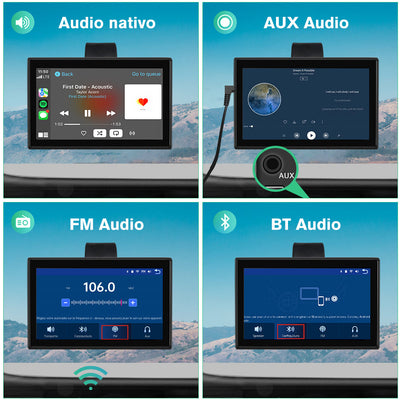 AWESAFE Écran Portable 9'' pour A-pple CarPlay & Android Auto, Affichage HD Dividida Pantalla , Support Mises à jour OTA, Modes Portrait et Paysage, Caméra de Recul, Bluetooth, Contrôle Vocal, Navigat AWESAFE