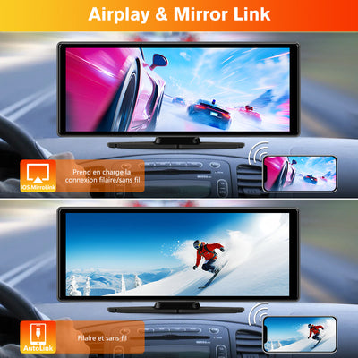 AWESAFE Autoradio avec CarPlay Sans Fil & Android Auto - Écran Tactile 10,26 Pouces - Dash Caméra 4K + 1080P Arrière - Bluetooth/GPS/Mirror Link/Assistant Vocal/AUX/FM AWESAFE