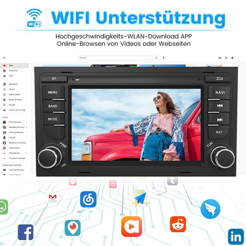 AWESAFE Autoradio für Audi A4 S4 RS4, Android 12 System, 7 Zoll Touchscreen, 2G+32G, Unterstützt Navigation Carplay Android Auto Bluetooth WiFi AWESAFE
