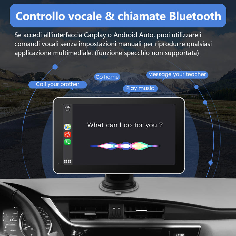 Portatile da 7 pollici Autordiocon Apple CarPlay & Android AutoAdatto per 12-24V auto, camion, roulotte, furgoni, camper, rimorchi ecc. AWESAFE