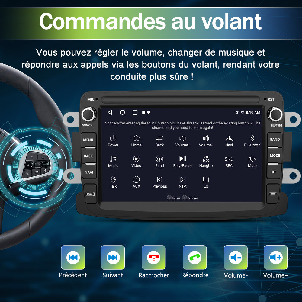 AWESAFE Android Car Stereo Para Renault Sistema Actualización de Radio de Pantalla Táctil con Carplay Inalámbrico Android Auto, Soporte Bluetooth WiFi Navegación GPS AWESAFE