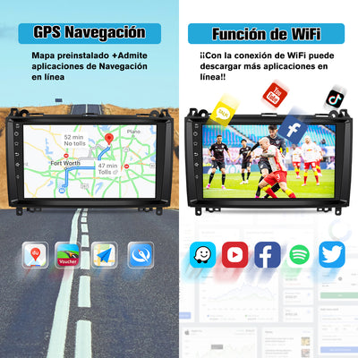 AWESAFE Android Car Stereo Para Benz Sistema Actualización de Radio de Pantalla Táctil con Carplay Inalámbrico Android Auto, Soporte Bluetooth WiFi Navegación GPS AWESAFE