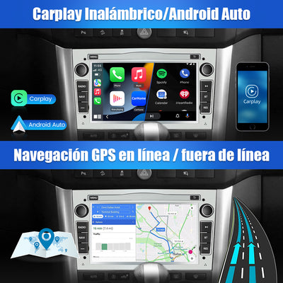 AWESAFE Android 12.0 2GB+32GB Pantalla de Coche para Opel con Carplay/Android Auto, Pantalla Táctil 7 Pulgadas con WiFi/GPS/Bluetooth/DSP/RDS/USB/FM/24 Temas, Apoyo Mandos Volante,MirrorLink(Plata) AWESAFE