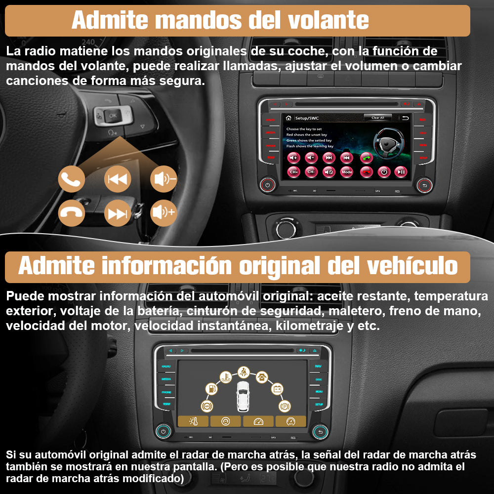 AWESAFE Android Car Stereo Para VW Golf Seat Skoda Sistema Actualización de Radio de Pantalla Táctil con Carplay Inalámbrico Android Auto, Soporte Bluetooth WiFi Navegación GPS AWESAFE