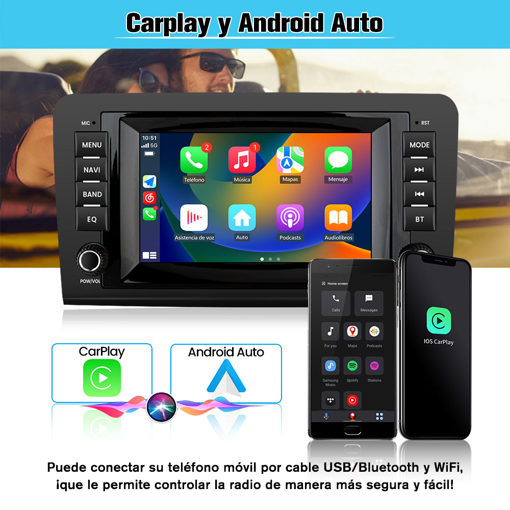 AWESAFE Android Car Stereo Para Benz Sistema Actualización de Radio de Pantalla Táctil con Carplay Inalámbrico Android Auto, Soporte Bluetooth WiFi Navegación GPS AWESAFE