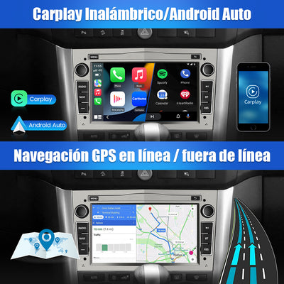 AWESAFE Android 12.0 2GB+32GB Pantalla de Coche para Opel con Carplay/Android Auto, Pantalla Táctil 7 Pulgadas con WiFi/GPS/Bluetooth/DSP/RDS/USB/FM/24 Temas, Apoyo Mandos Volante,MirrorLink(Gris) AWESAFE