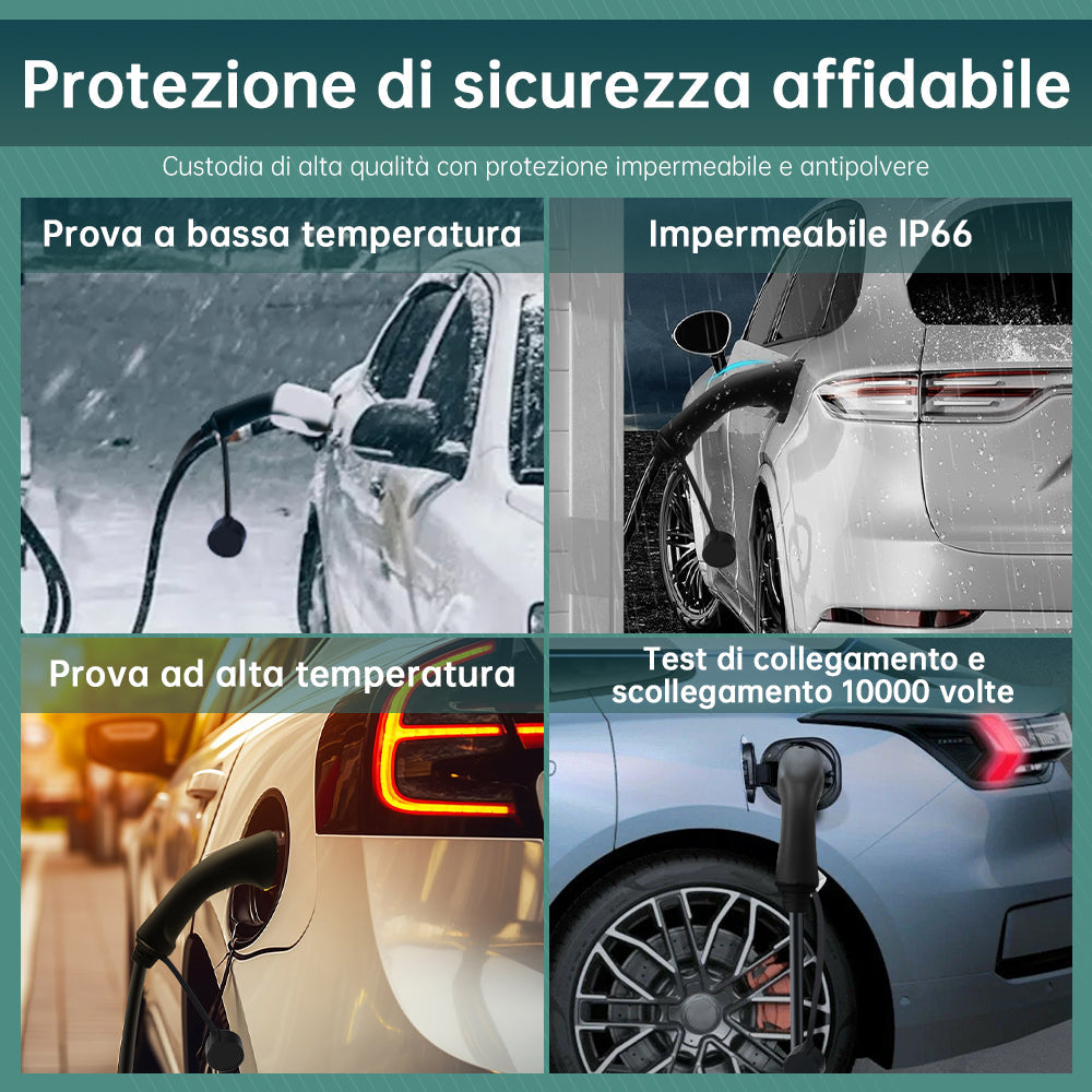 AWESAFE Caricatore Auto Elettrica 3,7kW Tipo 2 Monofase 16A, 6m con Supporto a Parete: Display LCD, Programmabile, IP67, CE. Compatibile con Tesla Model 3/Model Y e Altre Elettriche/Ibridi Ricaricabili AWESAFE