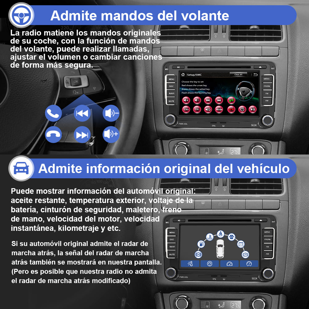 AWESAFE Android Car Stereo Para Golf Sistema Actualización de Radio de Pantalla Táctil con Carplay Inalámbrico Android Auto, Soporte Bluetooth WiFi Navegación GPS AWESAFE