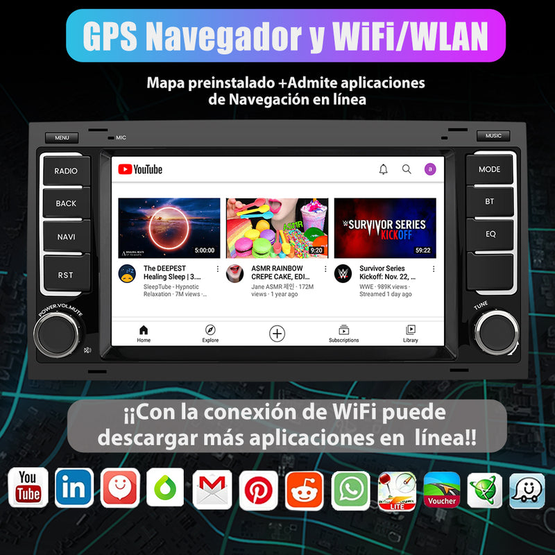 AWESAFE Android 12.0 [2GB+32GB] Radio Coche con Pantalla Táctil 7 Pulgadas para VW Touareg/Transporter T5 Multivan, Autoradio para Volkswagen con Carplay/Android Auto Inalámbrico/Bluetooth/GPS,etc. AWESAFE