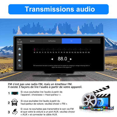 AWESAFE Autoradio Sans Fil Avec CarPlay/Android Auto, écran 10,26", Dashcam 4K Avant & 1080P Arrière, GPS, Bluetooth, FM, Assistant Vocal, Mirror Link AWESAFE