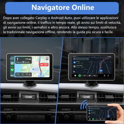 Portatile da 7 pollici Autordiocon Apple CarPlay & Android AutoAdatto per 12-24V auto, camion, roulotte, furgoni, camper, rimorchi ecc. AWESAFE