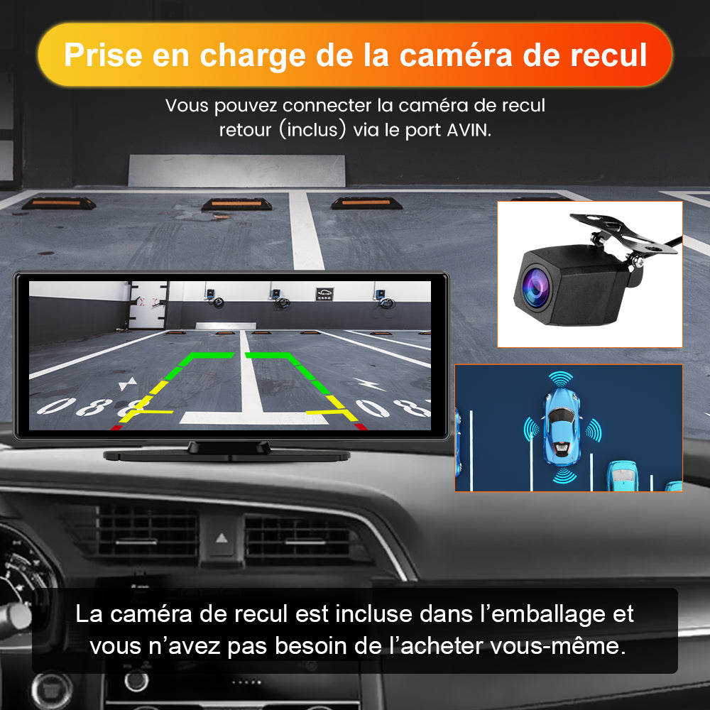 AWESAFE Autoradio avec CarPlay Sans Fil & Android Auto - Écran Tactile 10,26 Pouces - Dash Caméra 4K + 1080P Arrière - Bluetooth/GPS/Mirror Link/Assistant Vocal/AUX/FM AWESAFE