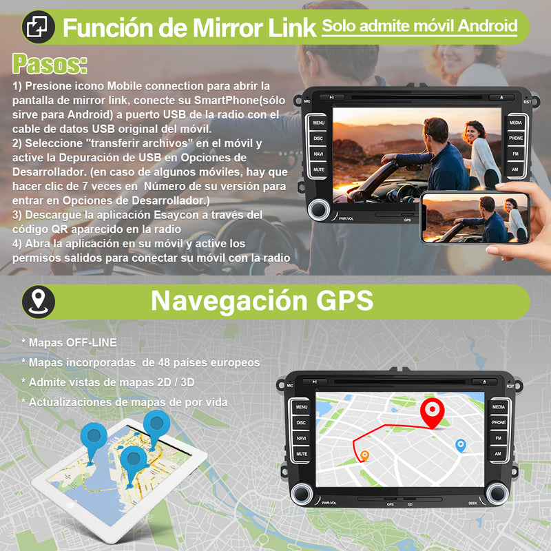 AWESAFE Android Car Stereo Para VW Sistema Actualización de Radio de Pantalla Táctil con Carplay Inalámbrico Android Auto, Soporte Bluetooth WiFi Navegación GPS AWESAFE