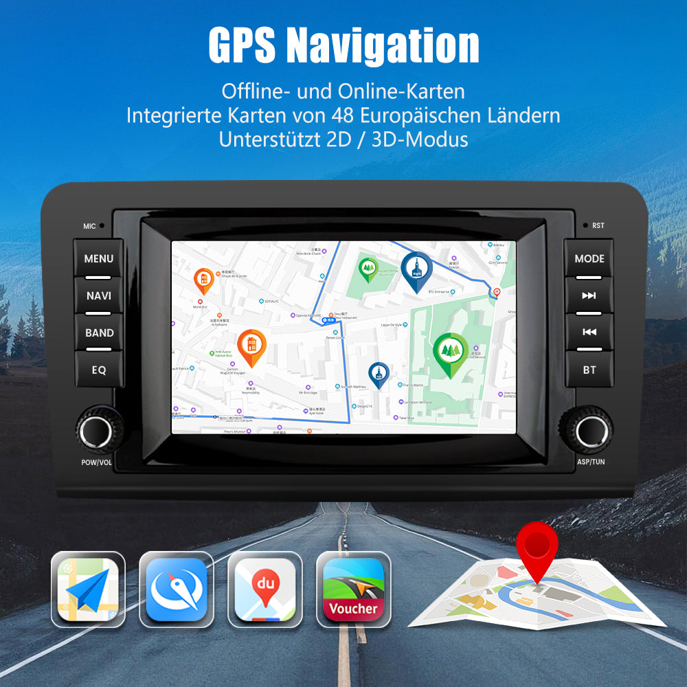 AWESAFE Autoradio für Mercedes Benz GL ML Klasse W164 X164 350 320 2005-2012, Android 12 System, 7 Zoll Touchscreen, 2G+32G, mit GPS Navigation Carplay Android Auto Bluetooth WiFi AWESAFE