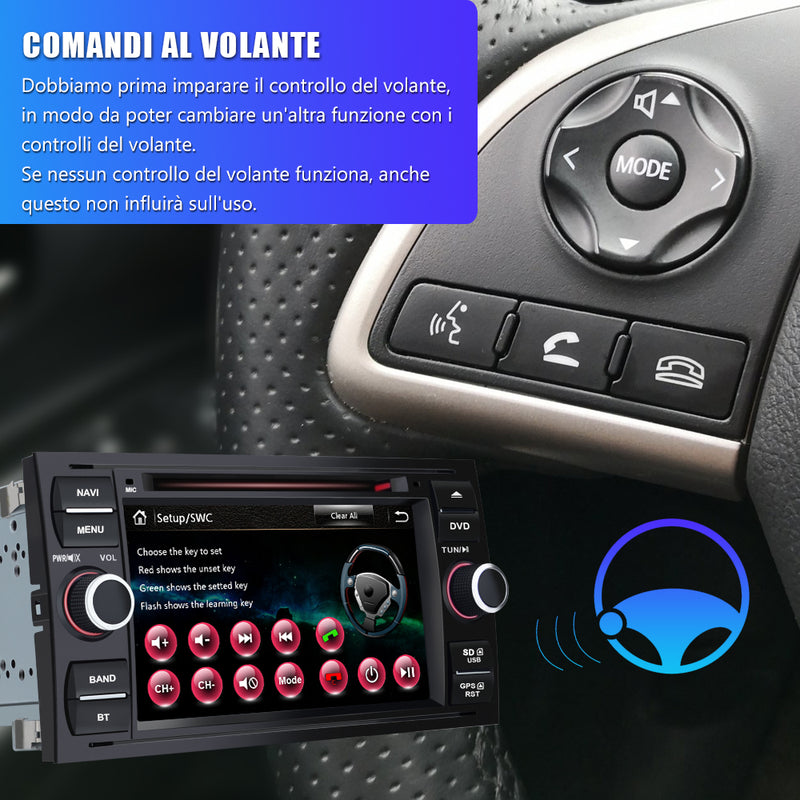 AWESAFE Autoradio Android per sistema di aggiornamento radio touch screen Ford con Wireless Carplay Android Auto, supporto navigazione GPS Bluetooth WiFi AWESAFE