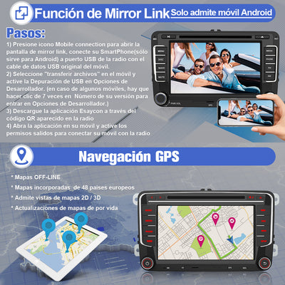 AWESAFE Android Car Stereo Para Golf Sistema Actualización de Radio de Pantalla Táctil con Carplay Inalámbrico Android Auto, Soporte Bluetooth WiFi Navegación GPS AWESAFE