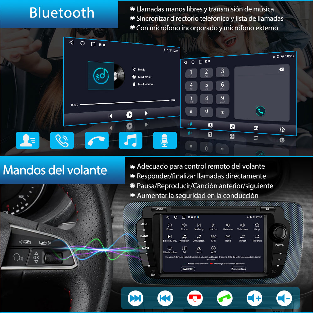 AWESAFE Android Car Stereo Para Seat ibiza año 2009-2013 Actualización de Radio con Pantalla Táctil con Carplay Inalámbrico Android Auto, Soporte Bluetooth WiFi Navegación GPS AWESAFE