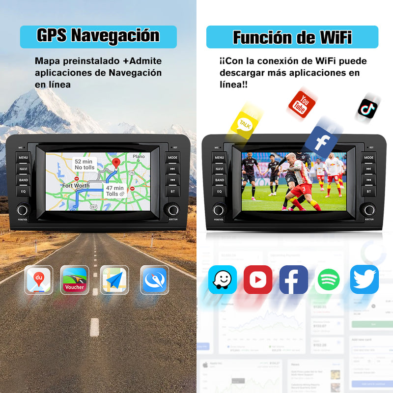 AWESAFE Android Car Stereo Para Benz Sistema Actualización de Radio de Pantalla Táctil con Carplay Inalámbrico Android Auto, Soporte Bluetooth WiFi Navegación GPS AWESAFE