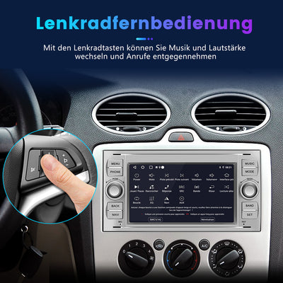 AWESAFE Android Radio für Ford Focus Mondeo S-Max C-Max Galaxy, Android 12 Radio 2GB+32GB mit Navi Carplay Android Auto Bluetooth FM RDS - Silber AWESAFE