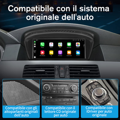 AWESAFE Autoradio Android per Serie 5 E60,E61,E63,E64,2009-2012/Serie 3 E90, E91,E92,2009-2012 Sistema CCC Aggiornamento radio touch screen con Wireless Carplay Android Auto, Supporto Bluetooth WiFi Navigazione GPS AWESAFE