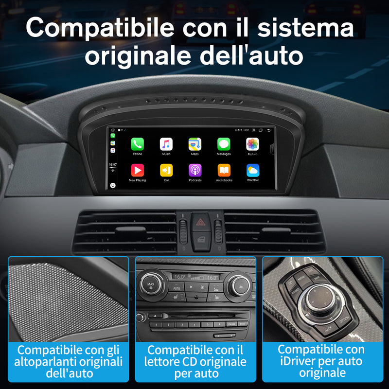 AWESAFE Autoradio Android per Serie 5 E60,E61,E63,E64,2009-2012/Serie 3 E90, E91,E92,2009-2012 Sistema CCC Aggiornamento radio touch screen con Wireless Carplay Android Auto, Supporto Bluetooth WiFi Navigazione GPS AWESAFE