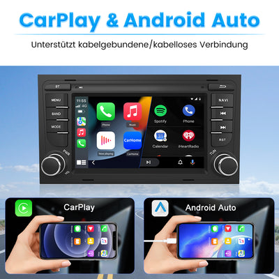 AWESAFE Autoradio für Audi A4 S4 RS4, Android 12 System, 7 Zoll Touchscreen, 2G+32G, Unterstützt Navigation Carplay Android Auto Bluetooth WiFi AWESAFE