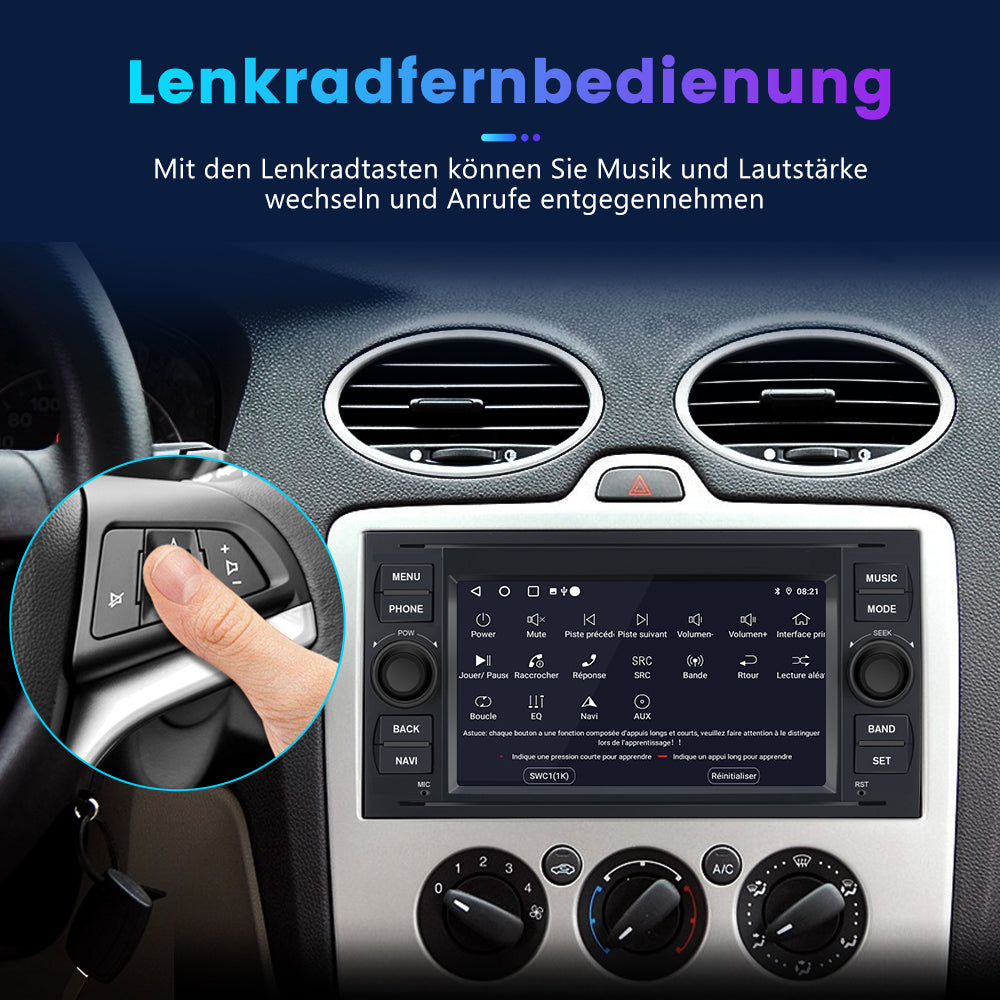AWESAFE Android Radio für Ford Focus Mondeo S-Max C-Max Galaxy, Android 12 Radio 2GB+32GB mit Navi Carplay Android Auto Bluetooth FM RDS - Schwarz AWESAFE