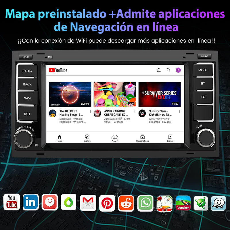 AWESAFE Android Car Stereo Para VW Touareg 2004-2011 /VW Transporter T5 Multivan 2004-2009 Sistema Actualización de Radio de Pantalla Táctil con Carplay Inalámbrico Android Auto, Soporte Bluetooth WiFi Navegación GPS AWESAFE