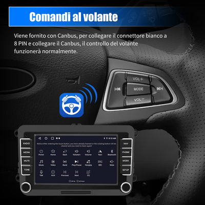 AWESAFE Android Car Stereo Para  VW Polo Golf Passat Seat Tiguan Touran Caddy EOS Sistema Actualización de Radio de Pantalla Táctil con Carplay Inalámbrico Android Auto, Soporte Bluetooth WiFi Navegación GPS AWESAFE