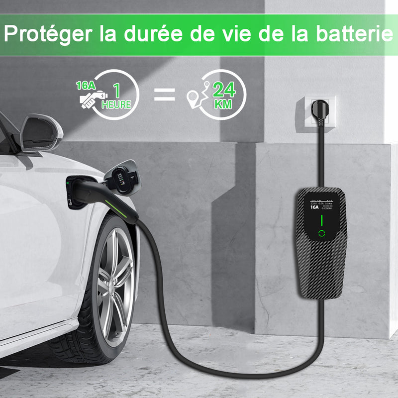 Chargeur EV portable AWESAFE (231 V, 16 A) avec câble de charge de 8 pieds pour véhicule électrique de type 2 AWESAFE