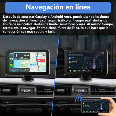 Radio portátil de 7 pulgadas conCarplay & Android AutoAdecuado para coches de 12-24V,camiones, caravanas, furgonetas. autocaravanas,remolques, etc. AWESAFE