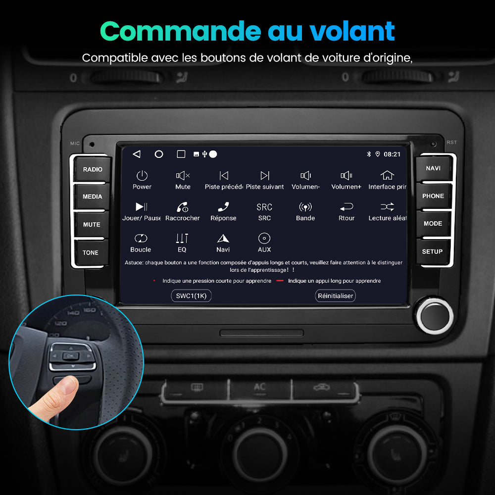 AWESAFE Autoradio Android pour Golf 5 6 VW Passat Polo Seat Skoda, 7 “ HD écran Tactile, intégré Bluetooth carplay Android Auto RDS,GPS,WiFi[1Go+32Go] AWESAFE