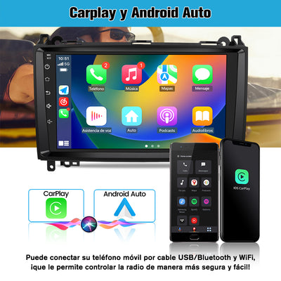 AWESAFE Android Car Stereo Para Benz Sistema Actualización de Radio de Pantalla Táctil con Carplay Inalámbrico Android Auto, Soporte Bluetooth WiFi Navegación GPS AWESAFE