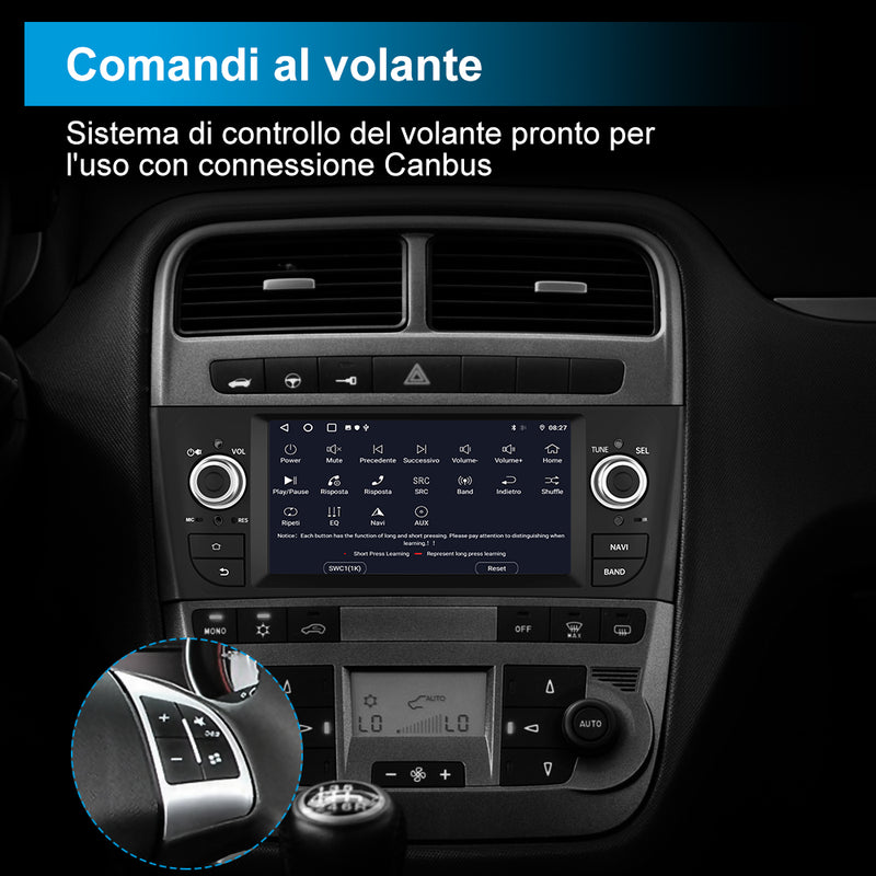 AWESAFE Autoradio Android per Fiat Grande Punto (2005-2012) Sistema di aggiornamento radio touch screen con Wireless Carplay Android Auto, supporto Bluetooth WiFi Navigazione GPS AWESAFE