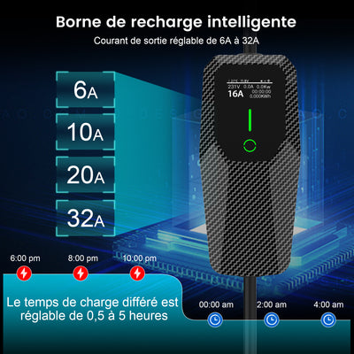 AWESAFE Tragbares EV-Ladegerät (231V,16A) for véhicule électrique de type 2Wallbox mobile de 22 KW pour véhicules électriques Degré AWESAFE