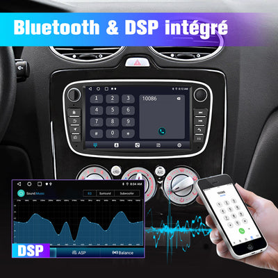 AWESAFE Android Autoradio pour Ford Focus C-Max S-Max Mondeo Kuga Galaxy, Carplay et Android Auto, 7 Pouces Écran Tactile USB/WiFi/FM RDS AWESAFE