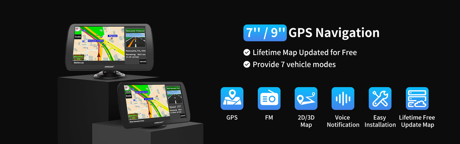 AWESAFE GPS Poids Lourds GPS Voiture 9 Pouce Écran Tactile 52 cartogra –  AWESAFE SHOP