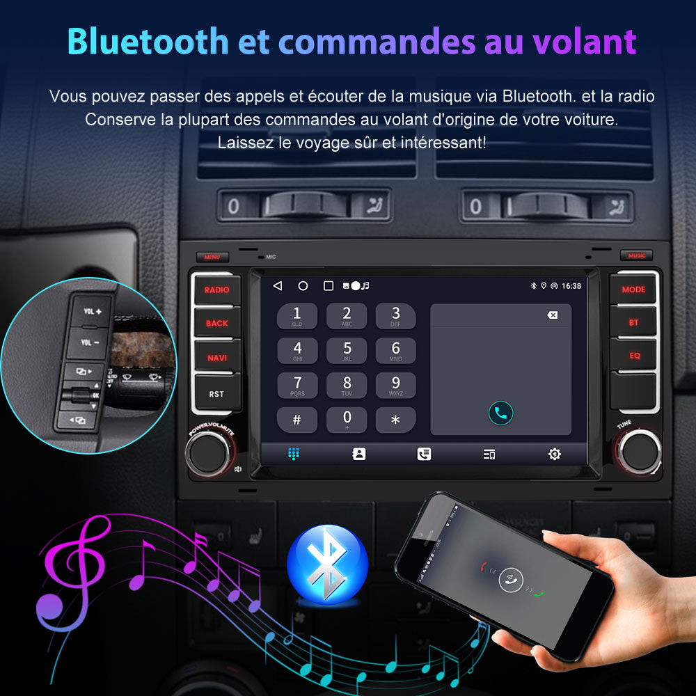 AWESAFE Autoradio pour VW Touareg Transporter T5 Multivan, Android 12,Écran Tactile 7" HD,Carplay,Android Auto,GPS,Bluetooth,WiFi,USB,RDS,FM [2Go+32Go] AWESAFE