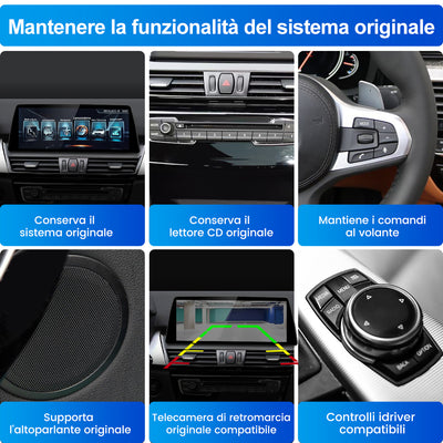 AWESAFE Autoradio Android per BMW F20 EVO (2017-2019) Sistema di aggiornamento radio touch screen con Wireless Carplay Android Auto, supporto Bluetooth WiFi Navigazione GPS AWESAFE