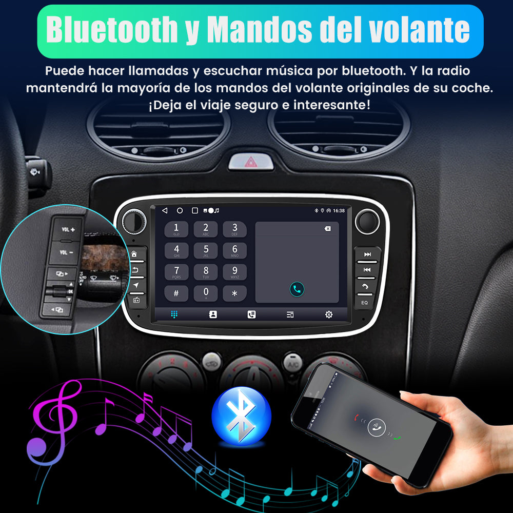 AWESAFE Android 12.0 [2GB+32GB] Radio Coche con Pantalla Táctil 7”para Ford Mondeo Focus S-Max Galaxy, Autoradio con Carplay/Android Auto/Bluetooth/GPS/FM (Negra) AWESAFE