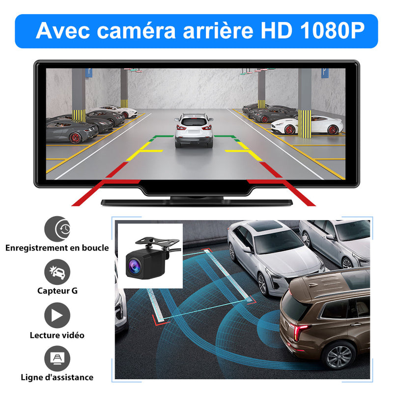 AWESAFE Autoradio Sans Fil Avec CarPlay/Android Auto, écran 10,26", Dashcam 4K Avant & 1080P Arrière, GPS, Bluetooth, FM, Assistant Vocal, Mirror Link AWESAFE