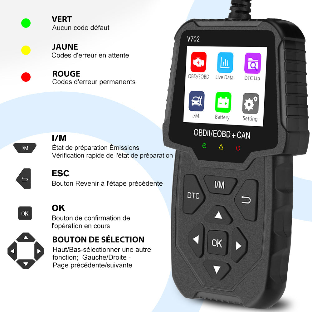 AWESAFE Scanner OBD2 Universel pour Voiture - Écran Numérique, Lecteur de Codes et Outils de Diagnostic Automobile - Compatible avec la Plupart des Véhicules depuis 1996 AWESAFE