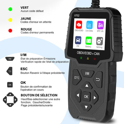 AWESAFE Scanner OBD2 Universel pour Voiture - Écran Numérique, Lecteur de Codes et Outils de Diagnostic Automobile - Compatible avec la Plupart des Véhicules depuis 1996 AWESAFE