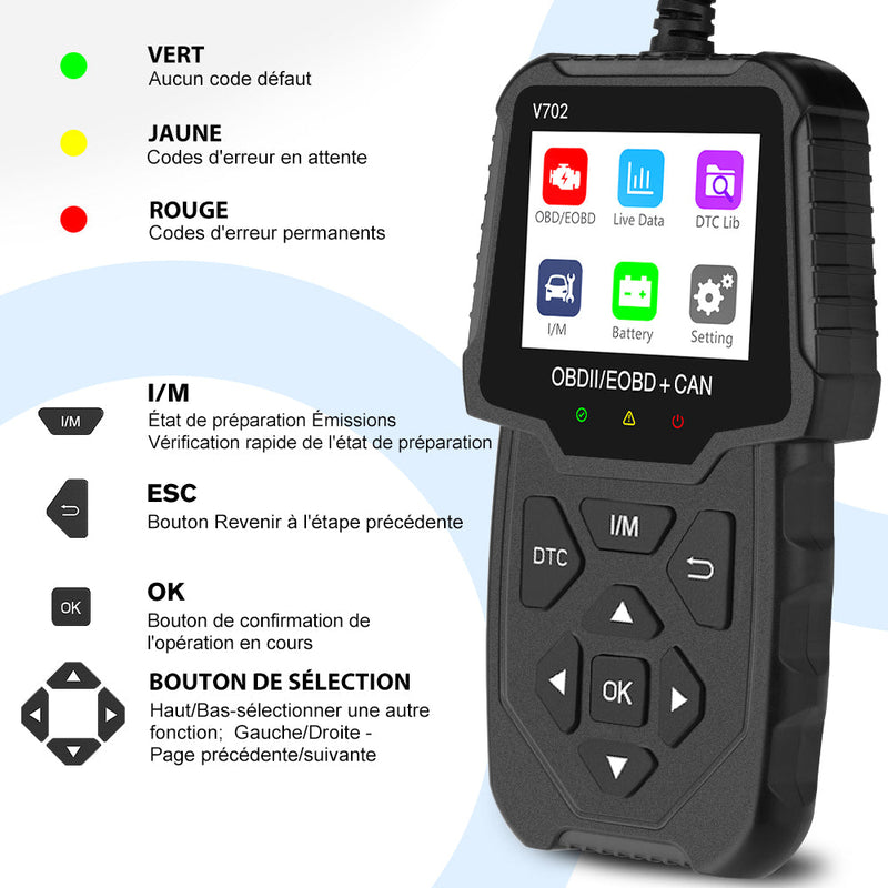 AWESAFE Scanner OBD2 Universel pour Voiture - Écran Numérique, Lecteur de Codes et Outils de Diagnostic Automobile - Compatible avec la Plupart des Véhicules depuis 1996 AWESAFE